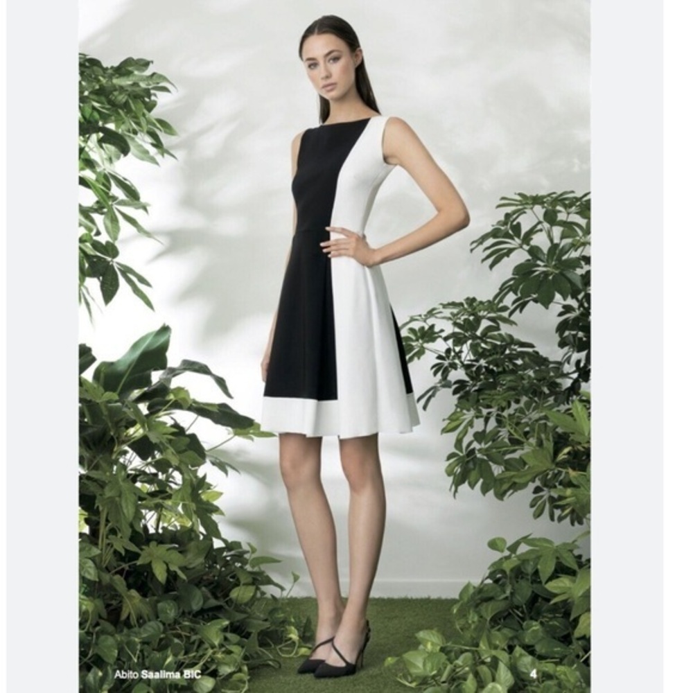 Chiara Boni Dress Saalima Mini Pleated in Colorblock Black White